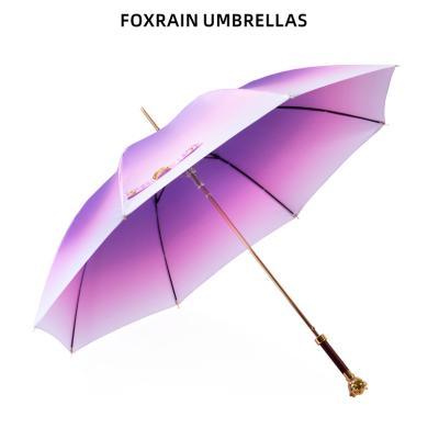 foxrain复古渐变长柄遮阳直杆英伦玫瑰贵族伞高端定制高级感女伞