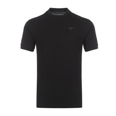 【支持购物卡】Prada/普拉达  男士黑色棉质圆领短袖T恤  香港直邮