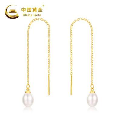 中国黄金 S925银镶珍珠耳线 ZGHJ220470