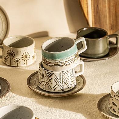 摩登主妇咖啡杯碟套装陶瓷拿铁杯高级感中古杯子日式复古下午茶具