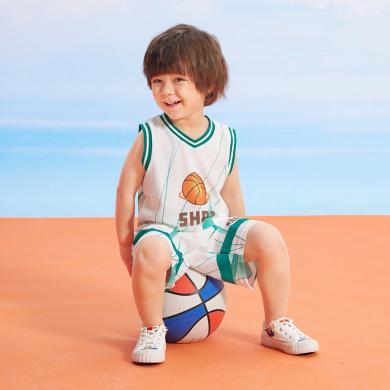 兰威丽洋男童夏装儿童运动套装夏季薄款宝宝篮球服速干衣中小童帅气男童装232185
