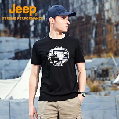 Jeep/吉普莱卡弹力短袖T恤男户外吸湿透气快干运动衫亲肤行山上衣J322094512