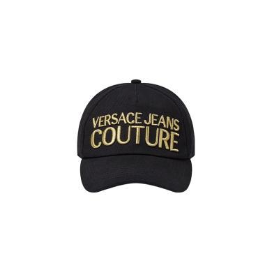 【支持购物卡】VERSACE JEANS COUTURE 范思哲 新款男女通用棉质logo印花鸭舌棒球帽黑色 E71YAZK10-EZG010-EG89