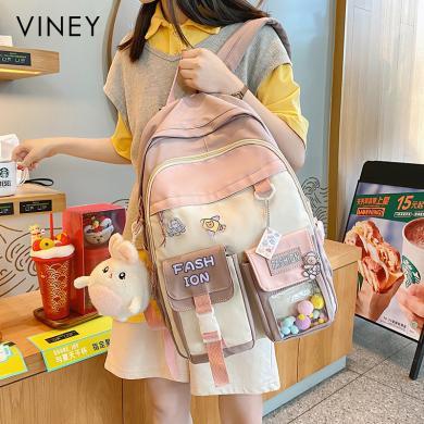 Viney包包女书包双肩包新款女生初中生大学生少女高中学生网红大容量背包4641