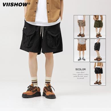 VIISHOW工装短裤男士夏季日系格子情侣休闲宽松五分运动裤子男款 KD5042232