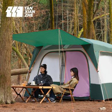 探险者两室一厅大帐篷加厚防雨野营户外露营用品装备全套野外折叠TXZ-0048