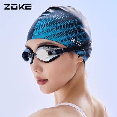zoke洲克高清防水防雾泳镜男士专业电镀女游泳训练可调节眼镜耳塞MH6216