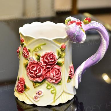墨菲手绘陶瓷咖啡杯马克杯早餐杯饮料杯下午茶杯子创意家居装饰品摆件
