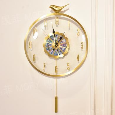 DEVY轻奢挂钟北欧客厅家用时尚黄铜钟表现代简约创意大气装饰挂墙时钟
