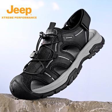JEEP/吉普包头凉鞋男士夏季外穿运动休闲男户外防滑沙滩鞋 P321291518