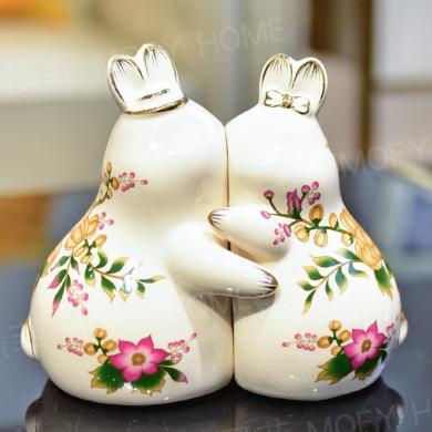 墨菲抱抱兔摆件陶瓷家居饰品客厅书房桌面儿童房间装饰品摆设结婚礼物