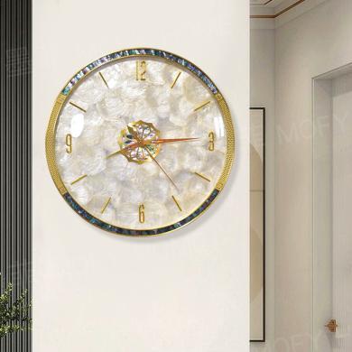 墨菲轻奢挂钟北欧客厅家用时尚贝壳黄铜钟表现代简约创意大气装饰时钟高端大气