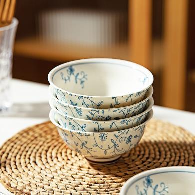 摩登主妇缠枝莲日式陶瓷碗盘家用餐具特别好看米饭碗汤碗面碗盘子