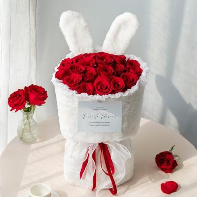 鲜花 兔然好想你 玫瑰鲜花同城配送生日礼物送女生女朋友老婆