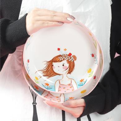 顺祥陶瓷碗盘碟餐具创意个性饭碗家用日式可爱少女心超萌餐具组合曼迪系列