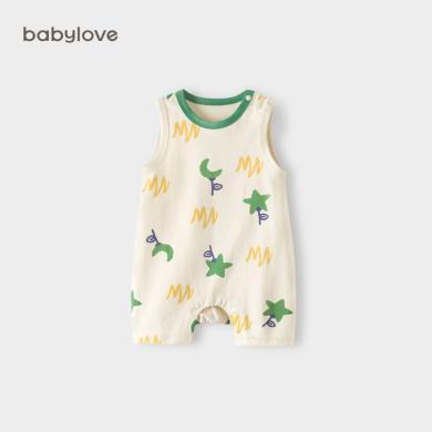 babylove婴儿背心连体衣夏季薄款宝宝有机纯棉哈衣爬服新生儿衣服