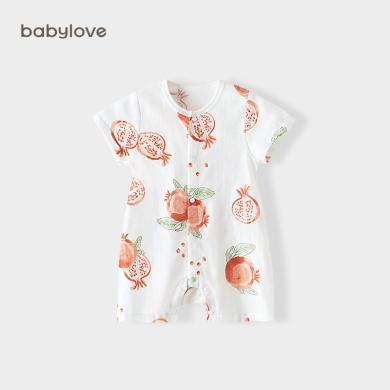 babylove婴儿短袖连体衣夏季薄款纯棉纱布透气哈衣宝宝洋气夏装