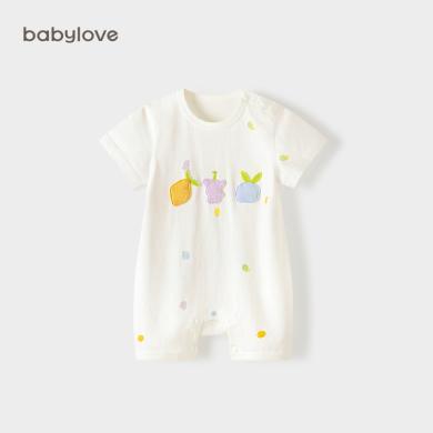 babylove婴儿短袖连体衣纯棉宝宝夏季薄款衣服可爱哈衣爬服水果派