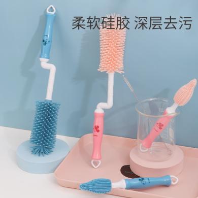 迪士尼硅胶奶瓶刷子婴儿清洁套装清洗神器宝宝奶嘴吸管收纳盒涮子