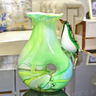 DEVY 创意琉璃喜鹊花瓶现代轻奢插花器客厅电视柜酒柜玄关装饰品摆件
