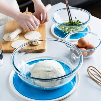 摩登主妇玻璃和面盆家用烘焙沙拉碗加深加厚厨房打蛋盆发酵揉面盆