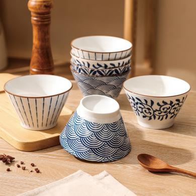 摩登主妇日式饭碗单个家用高颜值高脚碗餐具特别好看的陶瓷斗笠碗