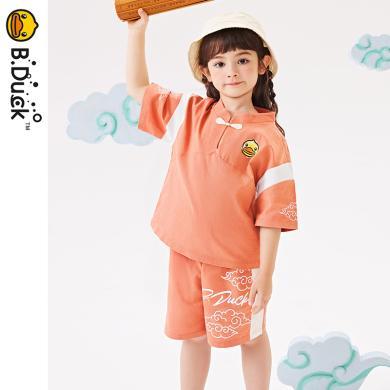 【国潮套装】B.Duck小黄鸭童装女童套装夏季中式女大童时髦两件套夏装包邮BF2482007