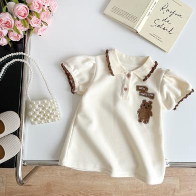 婧麒宝宝娃娃衫夏装新款女童衬衫洋气时髦长袖婴儿韩版小衫Jwc63557