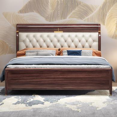 皇家密码家具乌金木实木床新中式双人大床1.8米现代简约主卧轻奢储物婚床