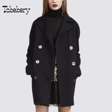 tobebery赫本风流行毛呢子大衣女冬季新款小个子气质女装修身呢子外套