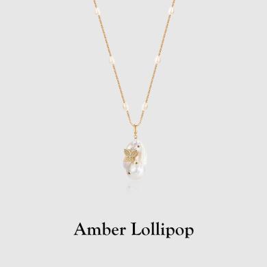 安铂洛利巴洛克珍珠项链女蝶梦系列锁骨链轻奢高级感吊坠链ABL2304081025