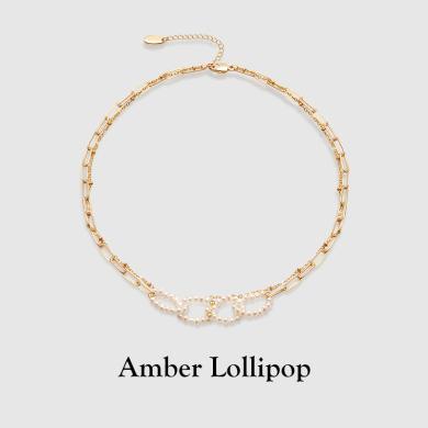 安铂洛利 项链女轻奢小众高级感珍珠锁骨链欧美项链新款ABL230216983