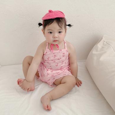 Peninsula Baby女童套装夏季新款女宝两件套小碎花家居服无袖婴儿套装宝宝衣服