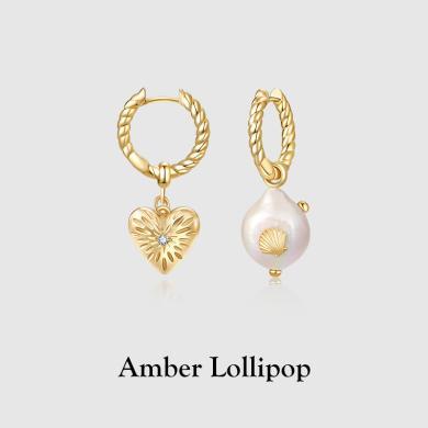 安铂洛利珍珠耳环爱与珍珠耳饰小众耳扣原创设计巴洛克珍珠耳圈ABL230317001