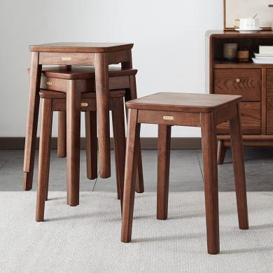 初心 实木凳子 家用加厚高凳方凳木头凳小凳子叠放卧室客厅餐桌凳 81979X