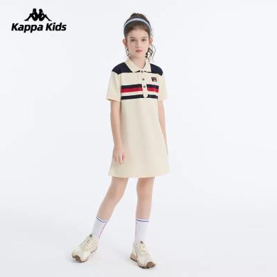 Kappa卡帕童装女童夏装连衣裙夏季新款中大童洋气儿童裙子学院风