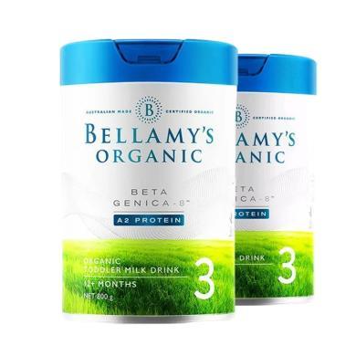 【2罐】澳洲Bellamys贝拉米 白金版有机A2婴儿配方奶粉3段(1-2岁) 800g/罐