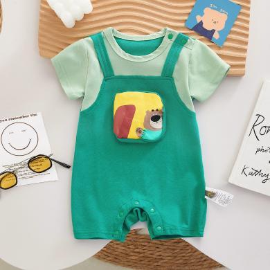 Peninsula Baby婴儿连体衣夏季男宝宝衣服绿森林婴儿衣服短袖婴儿服装新生儿衣服