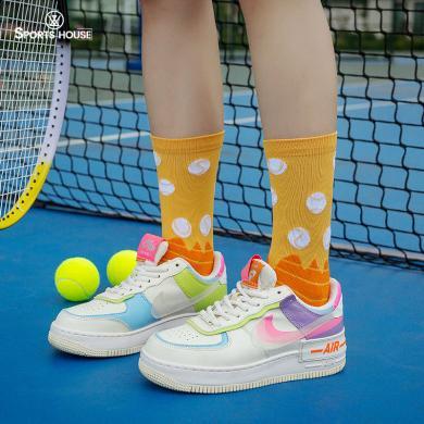 Sport's House运动之家女士中筒透气毛巾底网球袜专业运动袜