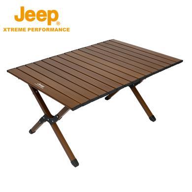 Jeep/吉普铝合金蛋卷桌户外高承重露营烧烤野餐桌便携折叠桌子露营装备(90cm)P313078121