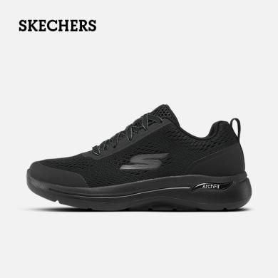 Skechers斯凯奇GOWALK系列男子黑色健步鞋轻便缓震舒适软底时尚百搭休闲运动S216116