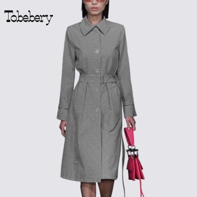 tobebery英伦风复古衬衫连衣裙女2022冬装新款通勤气质显瘦中长款a字裙
