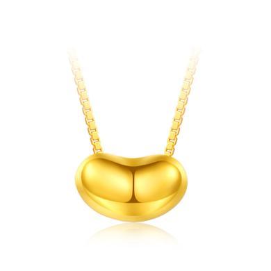 周贝贝珠宝 相思豆 黄金3D硬金黄金足金女士吊坠（配S925银项链） BFD0132
