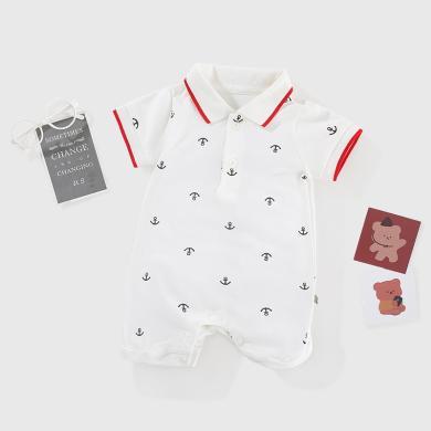 Peninsula Baby婴儿衣服夏季婴儿连体衣短袖船锚男宝宝衣服婴儿服装新生儿衣服
