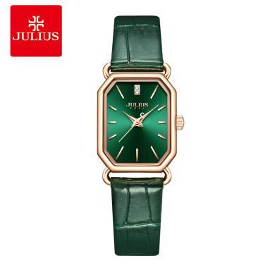 聚利时韩风气质女生百搭时尚皮带防水石英方形小绿表手表JA-1356