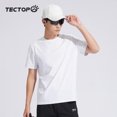 TECTOP/探拓户外夏季男圆领短袖T弹力轻薄舒适透气纯棉T恤上衣