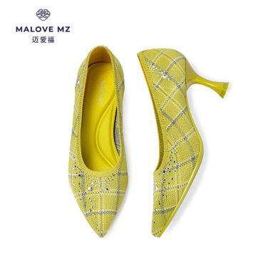 MALOVE MZ女鞋春下款时尚尖头高跟鞋职场工作鞋气质细跟单鞋女 9P56-9