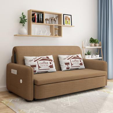 雅客集丹尼尔方形扶手沙发床-1.5米双人位客厅多功能沙发带储物收纳布艺沙发可拆洗推拉可伸缩折叠床创意简约现代午睡沙发