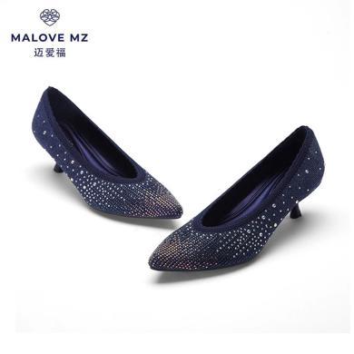 MALOVE MZ女鞋高跟鞋新款浅口尖头高跟鞋女通勤职业工作鞋单鞋猫跟 9P62-10