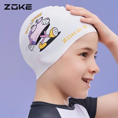 洲克儿童硅胶泳帽女孩硅胶长发不勒头防水护发护耳男女童游泳训练623603214